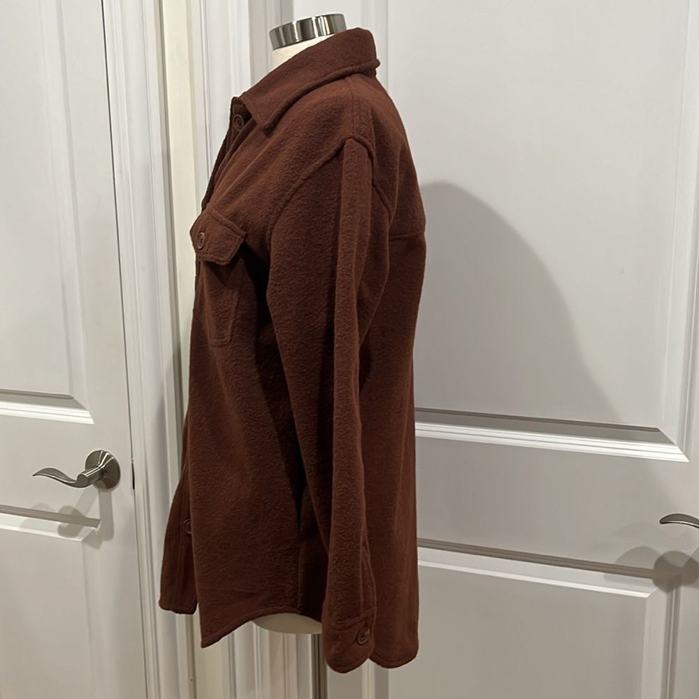New! Joie Fleece Shirt Jacket Shacket Brown Button Down Size Medium - Picture 6 of 14